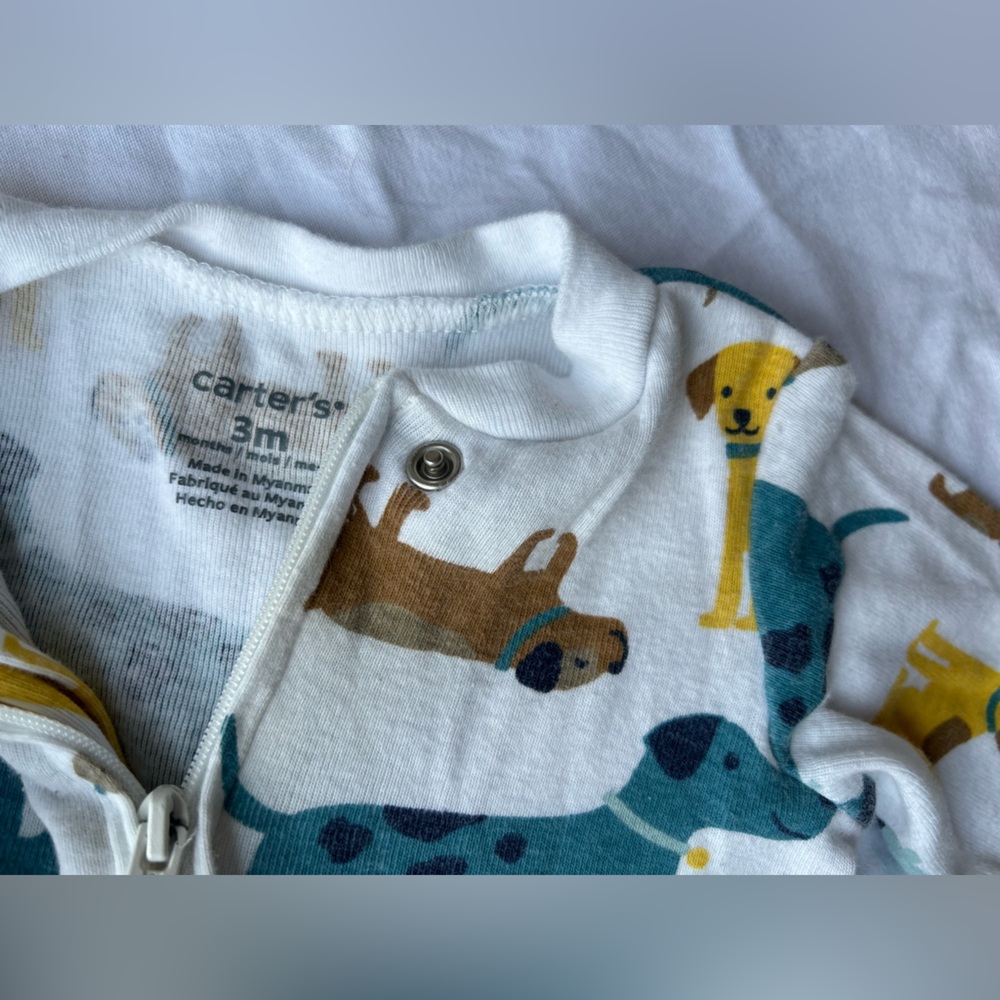 Carter’s Baby Boy/Girl White Dog Footie Pajamas 3m